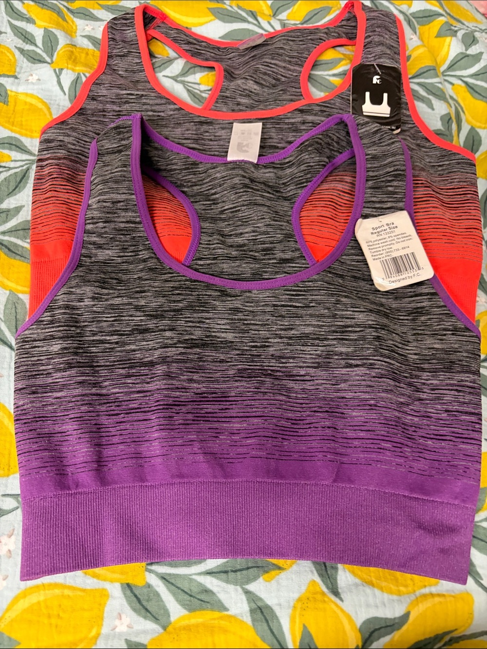 Seamless Heathered Purple & Gray Sports Bra - Athletic Comfort new with tags for